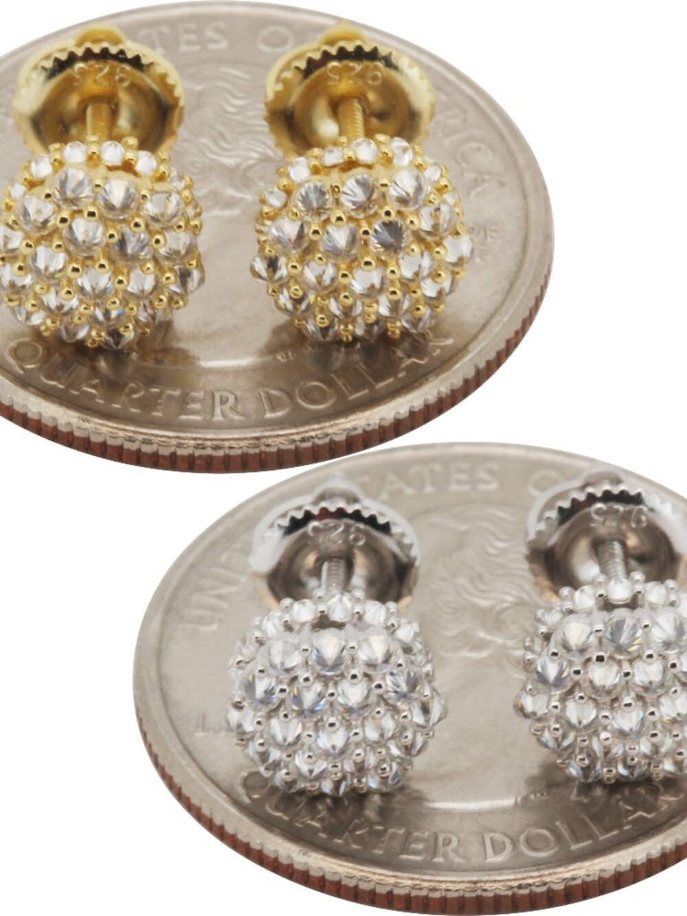 VVS1 Moissanite 925 Sterling Silver 14k GP Reverse Set 7mm Cluster Stud Earrings
